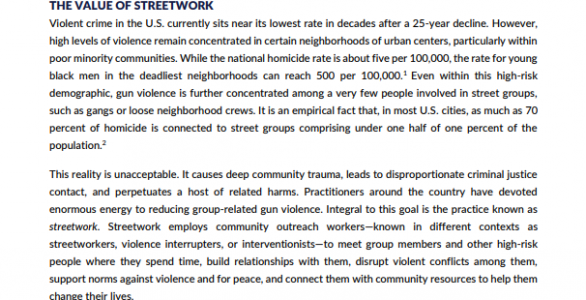 Considering the Place of Streetwork in Violence Interventions